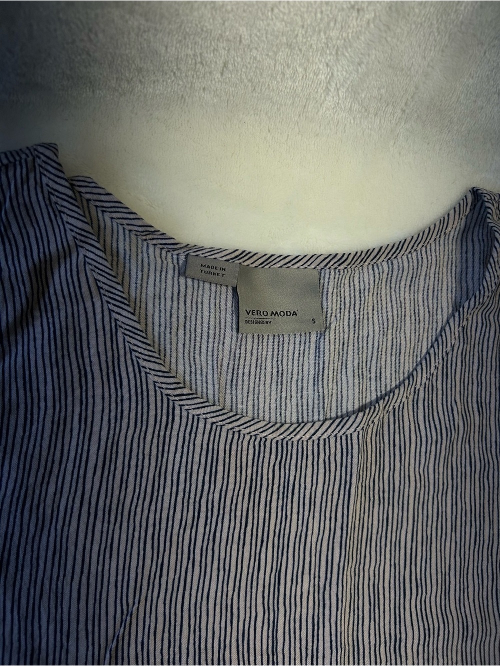 Vero Moda Navy & Pale Pink Striped Tunic with Geometric Embroidery - Picture 3 of 4